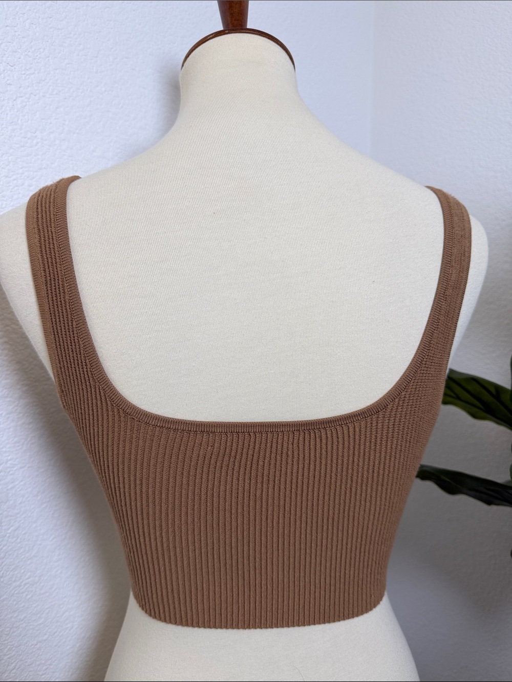 Aritzia Brown Ribbed Square-Neck Crop Top - Picture 5 of 8
